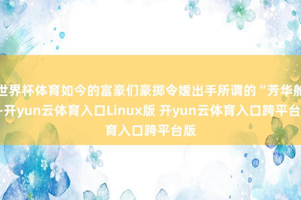 世界杯体育如今的富豪们豪掷令嫒出手所谓的“芳华舱”-开yun云体育入口Linux版 开yun云体育入口跨平台版
