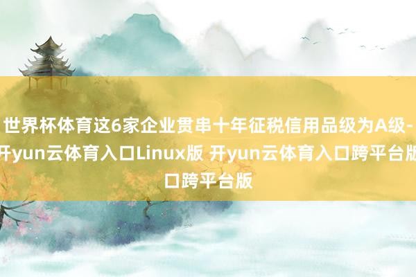 世界杯体育这6家企业贯串十年征税信用品级为A级-开yun云体育入口Linux版 开yun云体育入口跨平台版