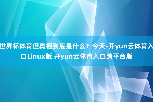 世界杯体育但真相到底是什么？今天-开yun云体育入口Linux版 开yun云体育入口跨平台版
